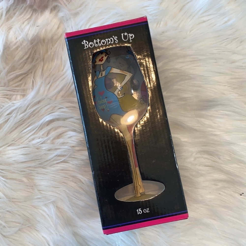 Bottoms Up Hand Painted Wine Glass Baby Shower